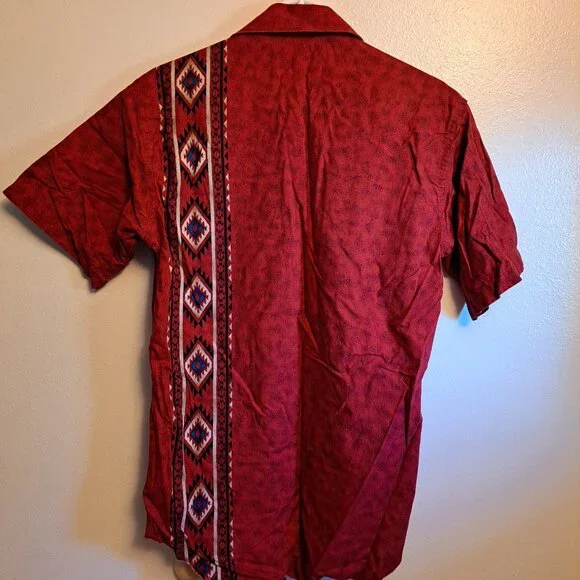 Vintage 90s Wrangler Western Pearl Snap Shirt Navajo Design/Southwestern - Picture 5 of 8